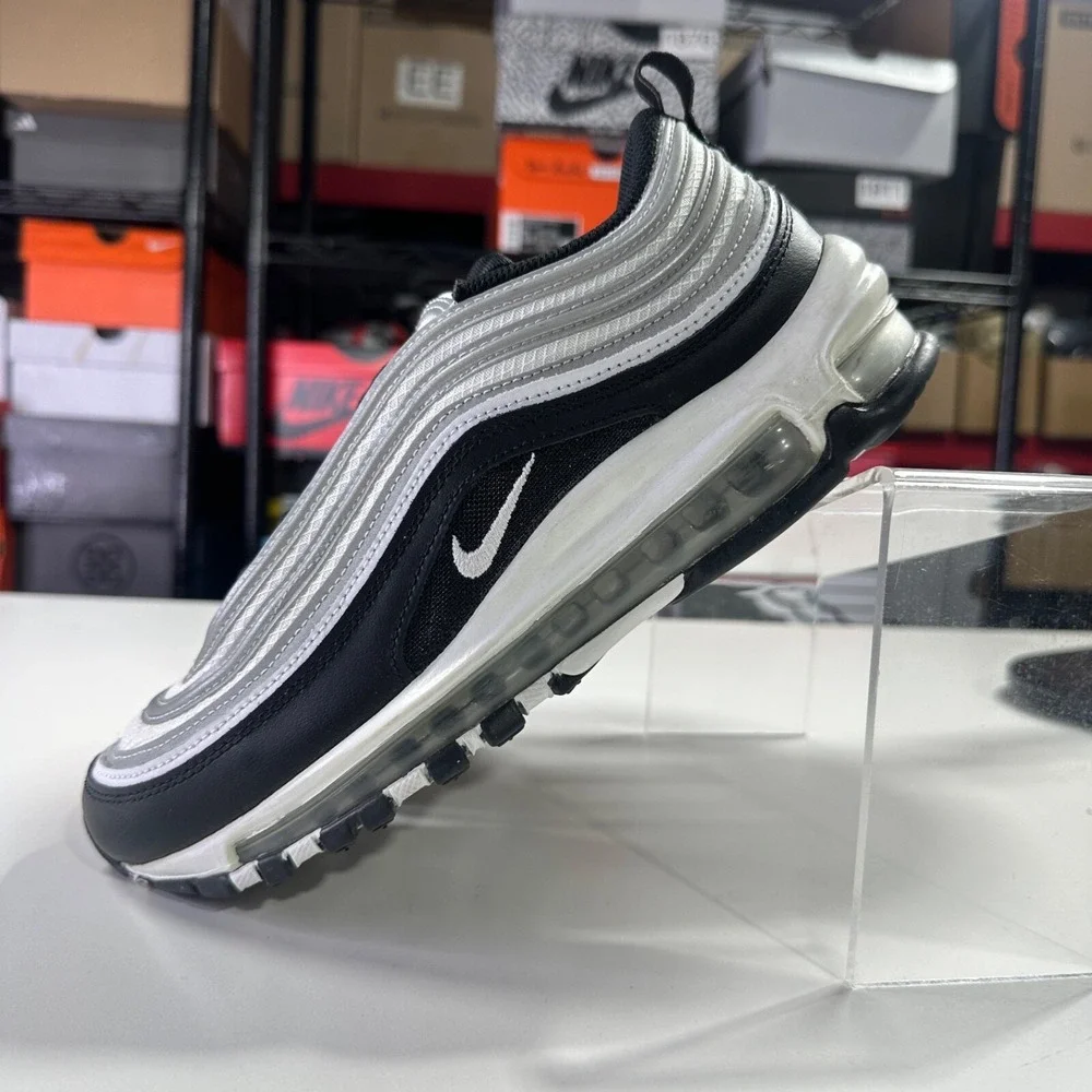 Nike Air Max 97 Black White Reflective Silver Sneaker OG DM0027-001 Mens Size 9